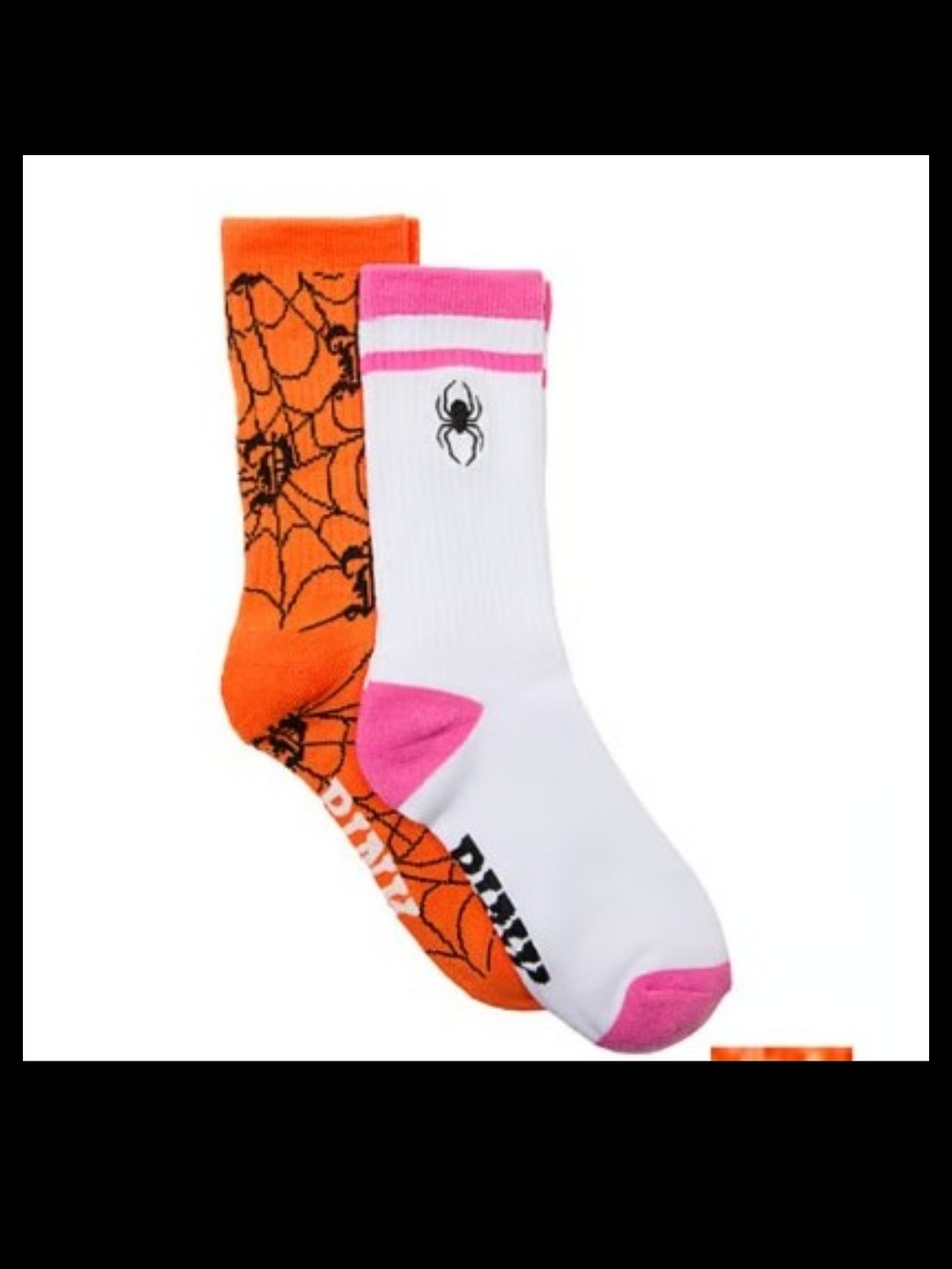 PINK Victoria's Secret Crew Socks - White, Pink & Orange Spider Set 🆕